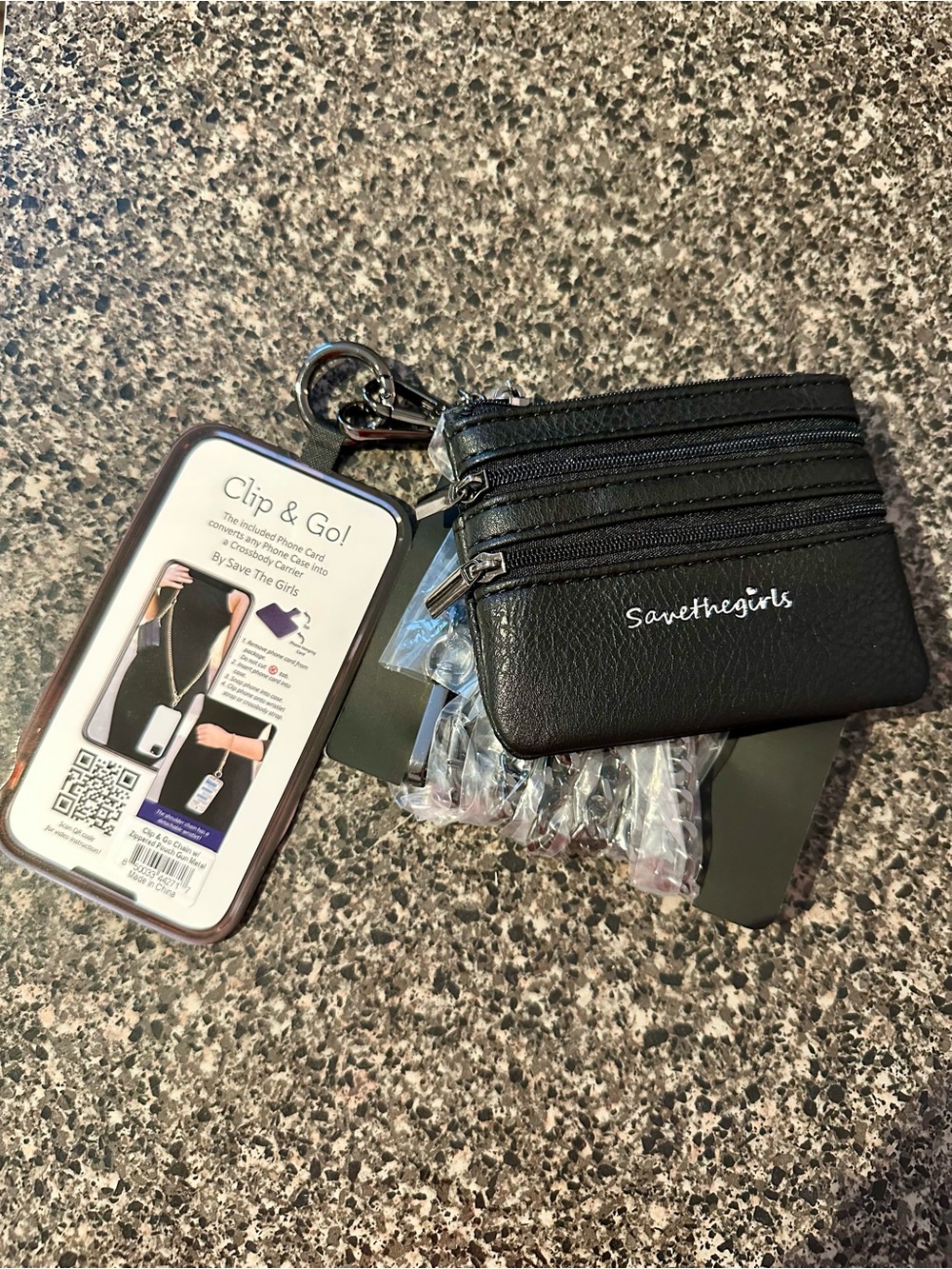 Save the Girls Clip & Go Phone Chain with Wallet Pouch